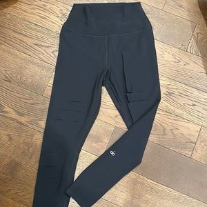ALO High-Waist Ripped Warrior Legging, black.  Seldom worn.